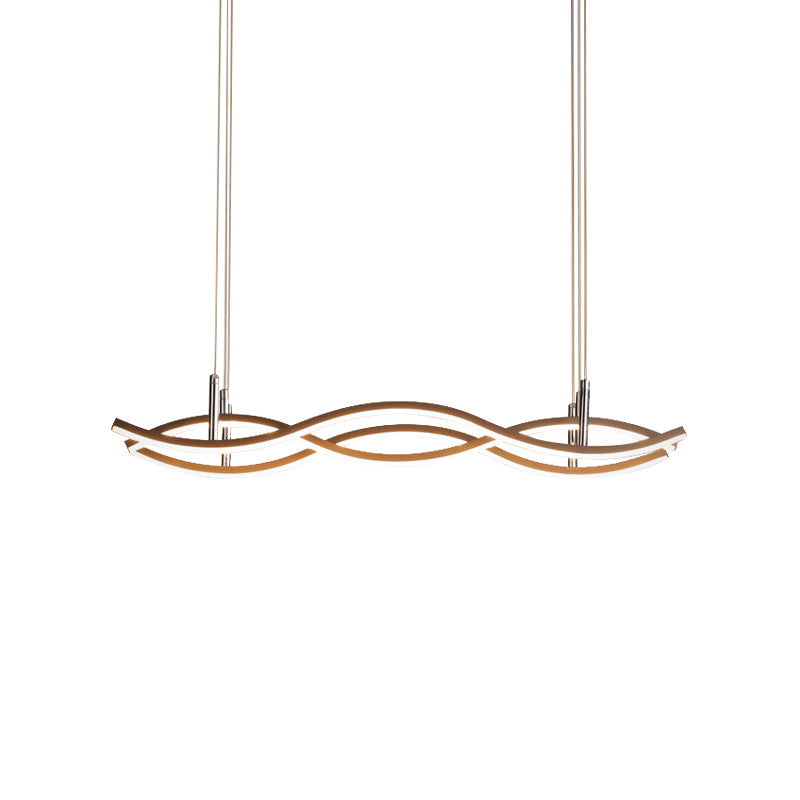 Golden LED Pendant Chandelier with Wavy Design - 22"/27"/41" Wide - Acrylic - White/Warm Light