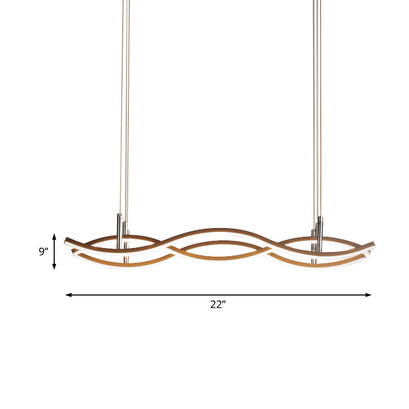 Simple Acrylic Golden Led Pendant Chandelier - 22/27/41 Wide Wavy Design In White/Warm Light