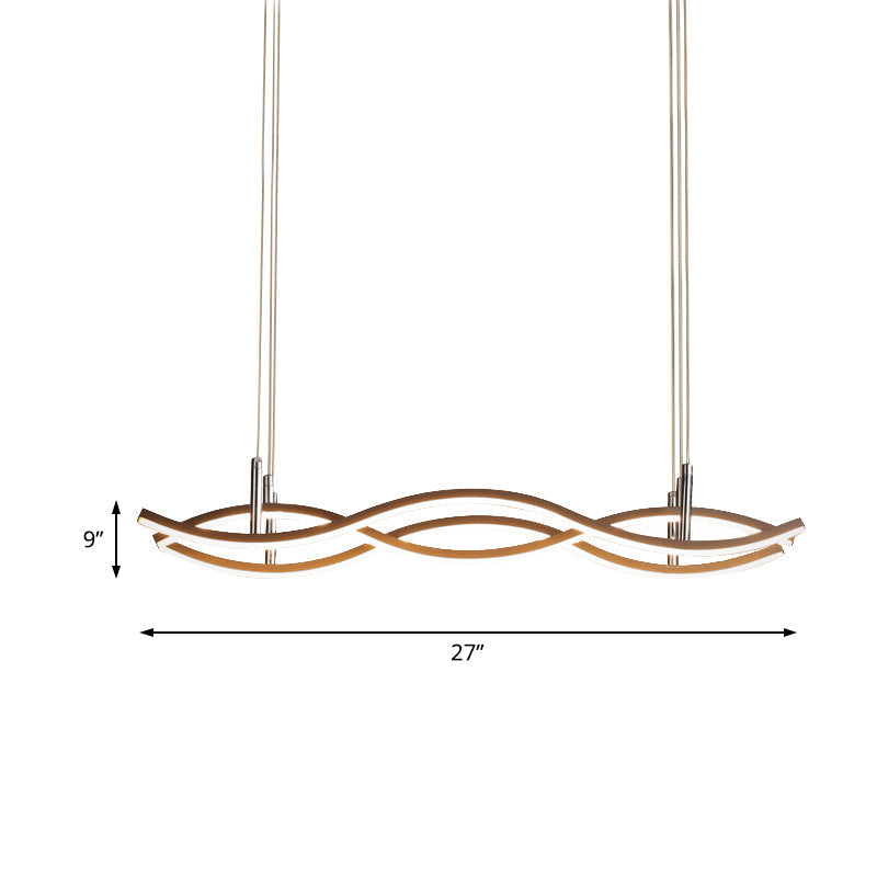 Simple Acrylic Golden Led Pendant Chandelier - 22/27/41 Wide Wavy Design In White/Warm Light