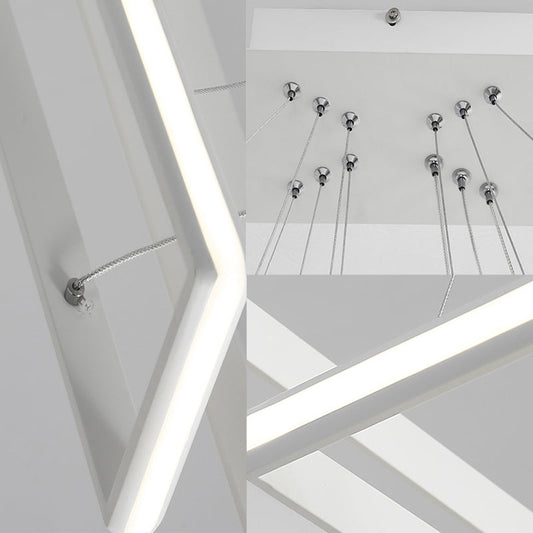 Modern Tiered Rectangular Chandelier With Acrylic Panels - 3 Black/White Led Lights In White Or Warm