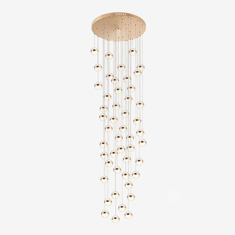 Gold LED Crystal Staircase Ceiling Light with Ball Shade