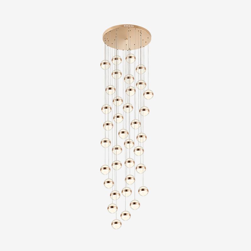Gold LED Crystal Staircase Ceiling Light with Ball Shade