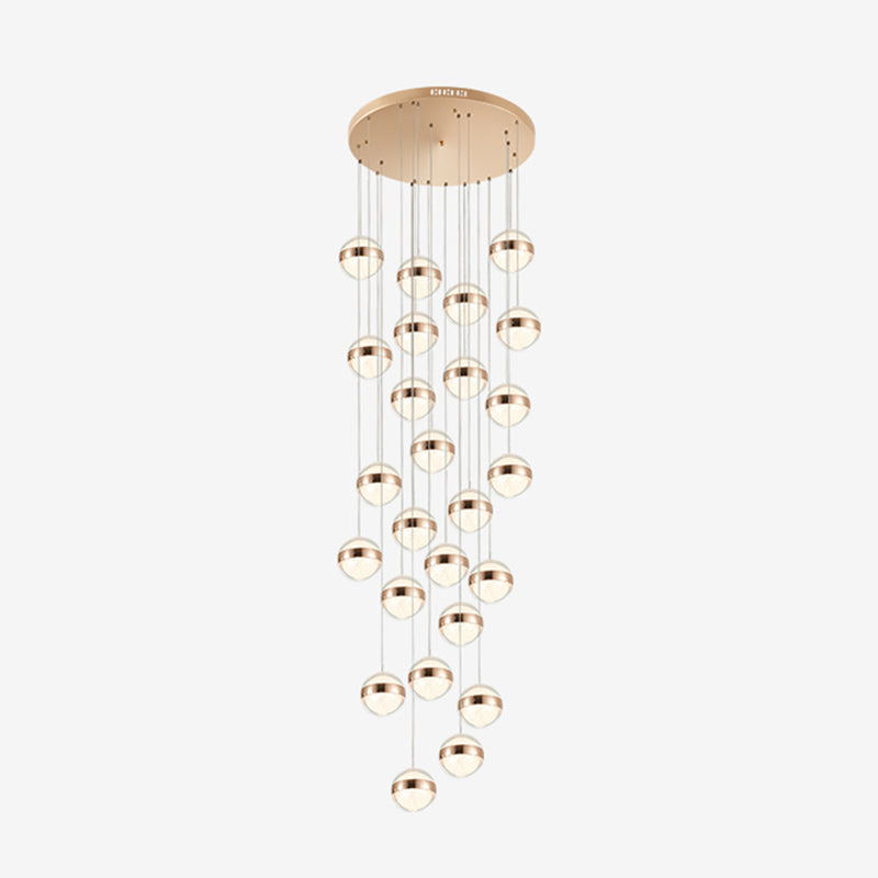 Gold LED Crystal Staircase Ceiling Light with Ball Shade