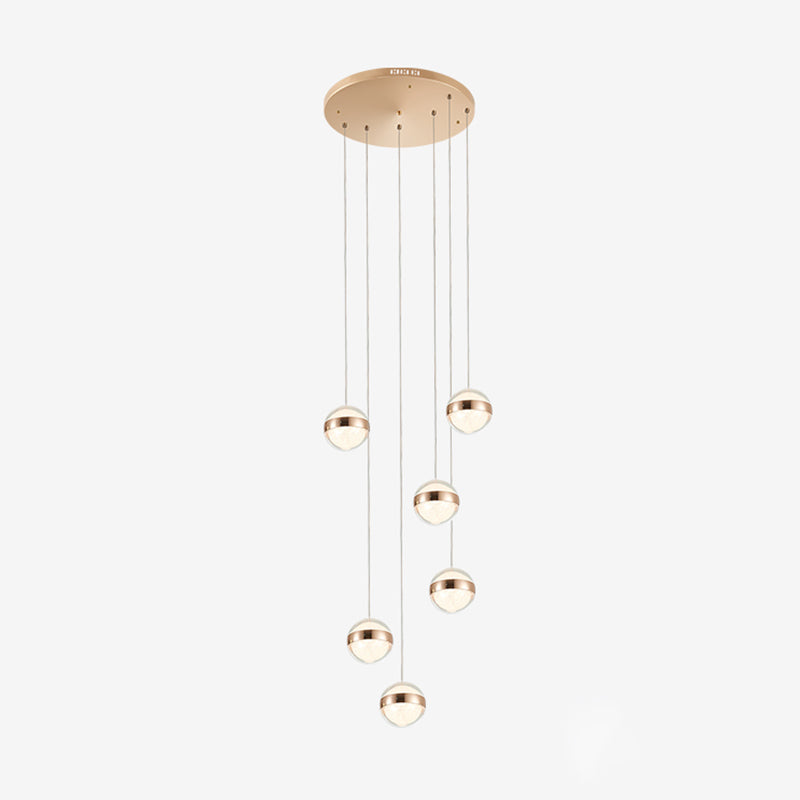 Gold LED Crystal Staircase Ceiling Light with Ball Shade
