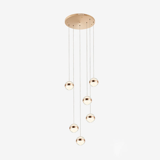 Gold LED Crystal Staircase Ceiling Light with Ball Shade