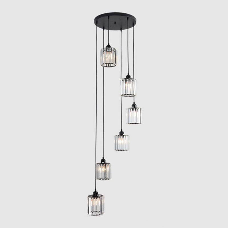 Minimalistic Black Geometric Prismatic Crystal Ceiling Light for Staircase