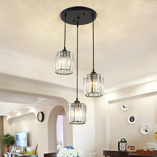 Minimalistic Black Geometric Prismatic Crystal Ceiling Light for Staircase