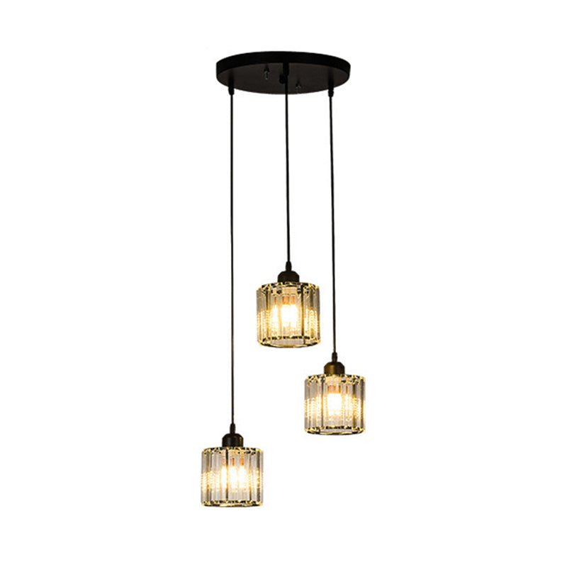 Minimalistic Black Geometric Prismatic Crystal Ceiling Light for Staircase