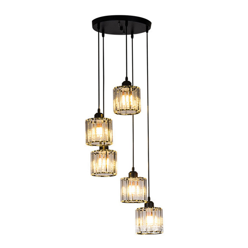 Minimalistic Black Geometric Prismatic Crystal Ceiling Light for Staircase