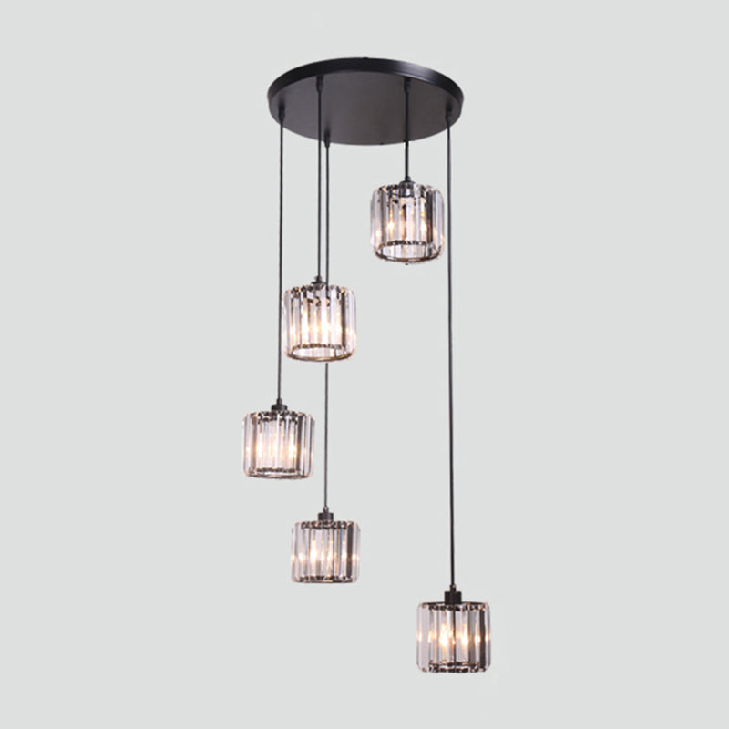 Contemporary Glass Geometrical Staircase Suspension Light - Multi-Light Pendant