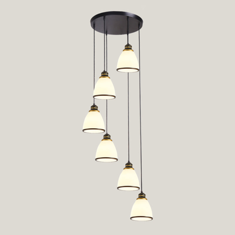 Contemporary Glass Geometrical Staircase Suspension Light - Multi-Light Pendant