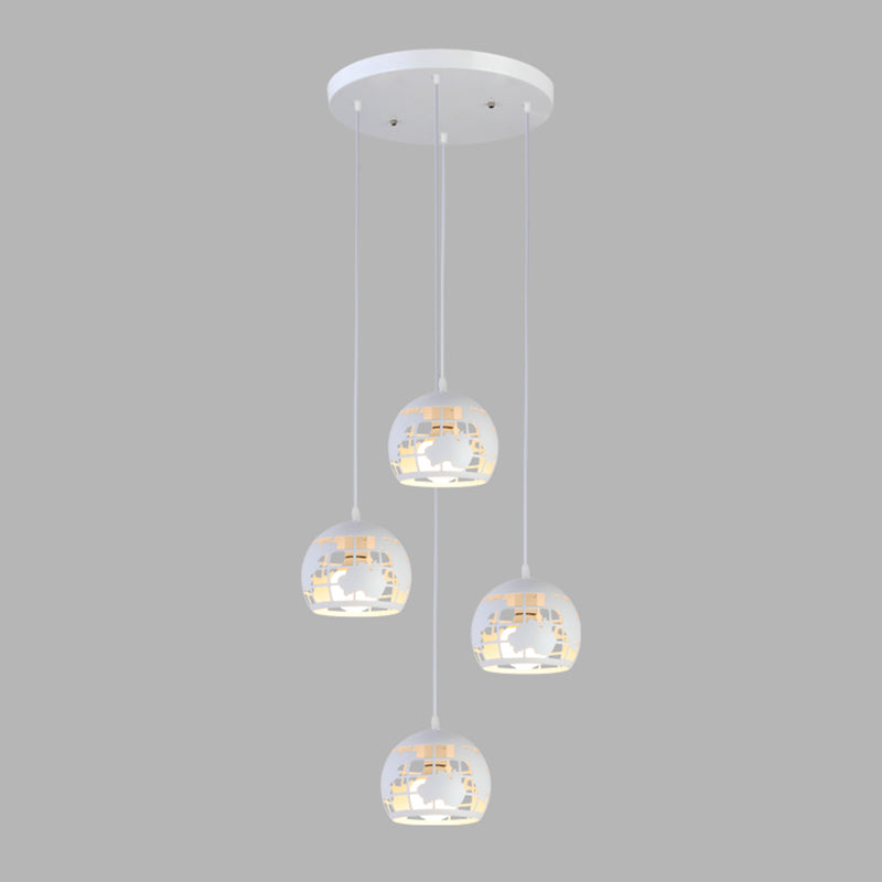 Geometric Cage Staircase Multi Ceiling Light - Metallic Suspension Fixture