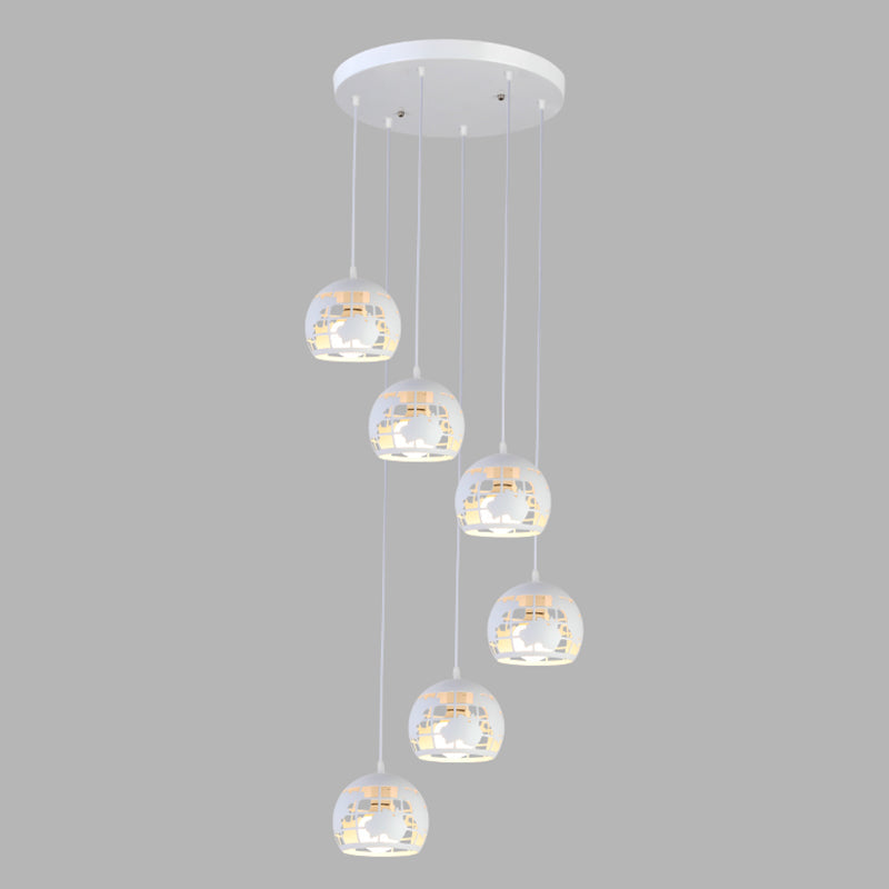 Geometric Cage Staircase Multi Ceiling Light - Metallic Suspension Fixture