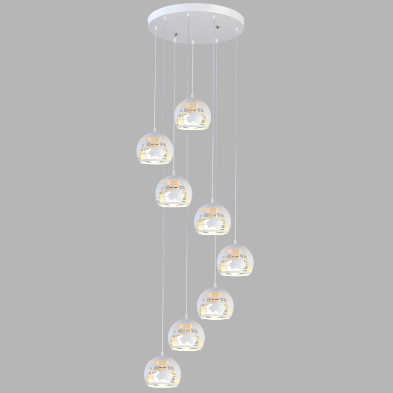 Geometric Cage Staircase Multi Ceiling Light - Metallic Suspension Fixture