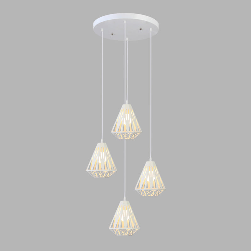 Geometric Cage Staircase Multi Ceiling Light - Metallic Suspension Fixture