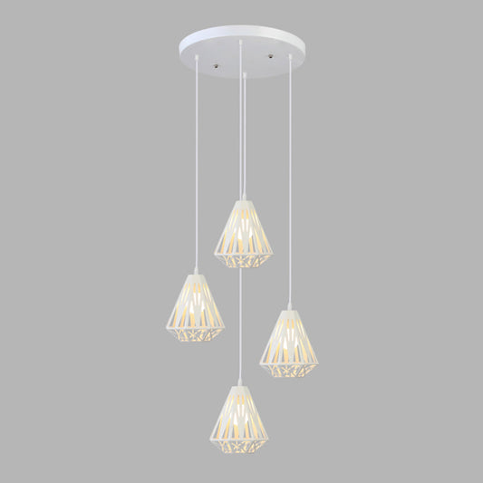 Geometric Cage Staircase Multi Ceiling Light - Metallic Suspension Fixture