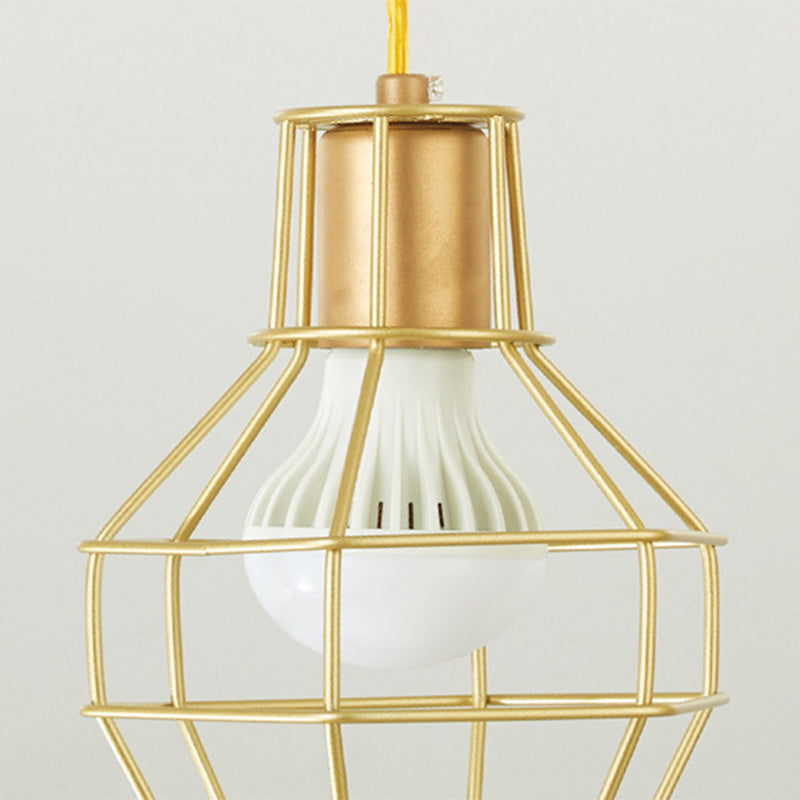 Minimalist Metallic Grenade Cage Ceiling Light - 5 Bulbs Staircase Suspension Lighting