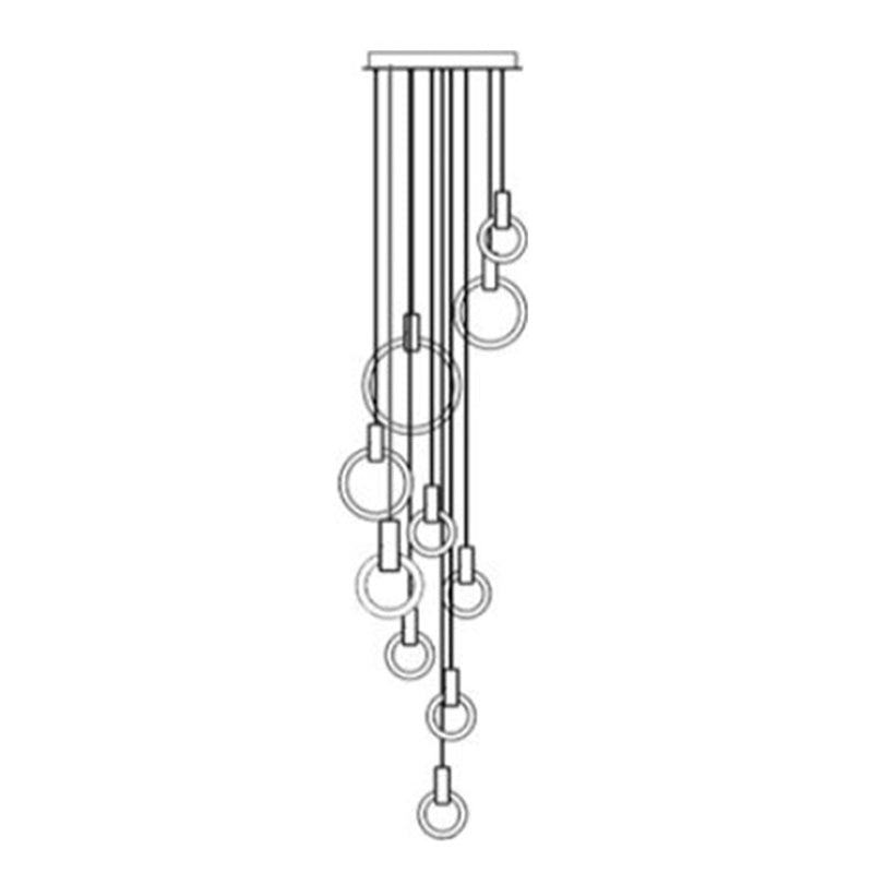 Contemporary LED Gold Pendant Light: Ring Shaped Acrylic, Ideal for Staircase
