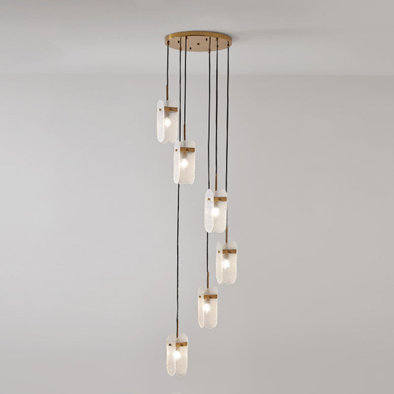 Modern Oval Panel Pendant Light Fixture for Glass Staircase
