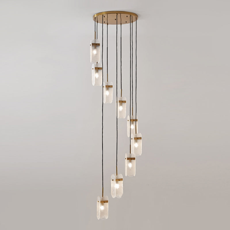 Modern Oval Panel Pendant Light Fixture for Glass Staircase