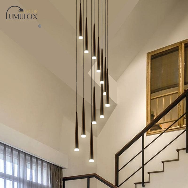 Minimalist Metallic Multi Ceiling Light – Acrylic Suspension Fixture for Staircases & High Ceilings