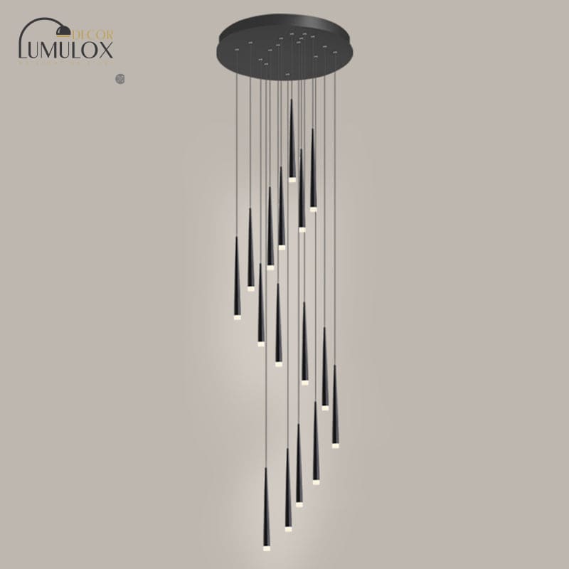 Minimalist Metallic Multi Ceiling Light – Acrylic Suspension Fixture for Staircases & High Ceilings