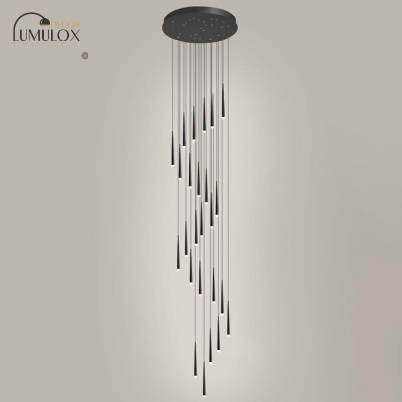 Minimalist Metallic Multi Ceiling Light – Acrylic Suspension Fixture for Staircases & High Ceilings