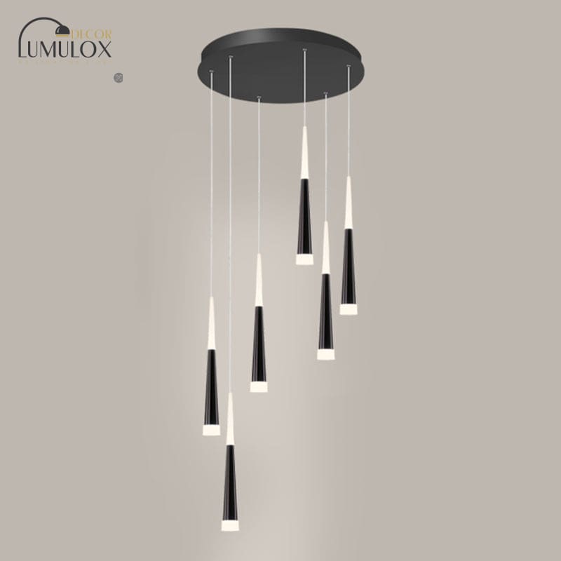 Minimalist Metallic Multi Ceiling Light – Acrylic Suspension Fixture for Staircases & High Ceilings