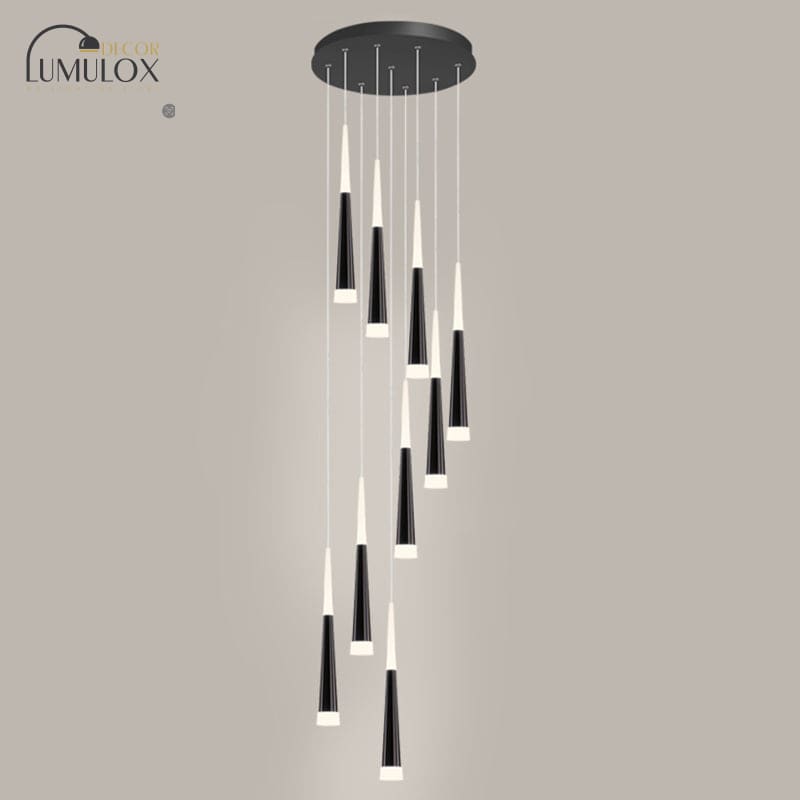 Minimalist Metallic Multi Ceiling Light – Acrylic Suspension Fixture for Staircases & High Ceilings