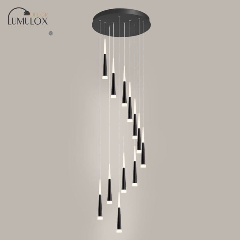 Minimalist Metallic Multi Ceiling Light – Acrylic Suspension Fixture for Staircases & High Ceilings