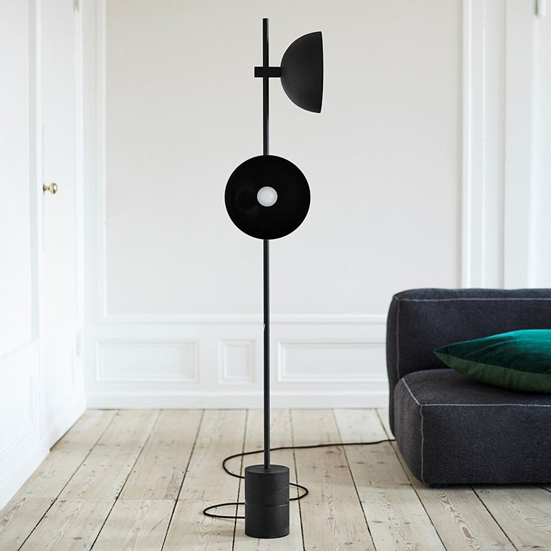 Marble Led Floor Light With Funnel Shade For Modern Living Rooms