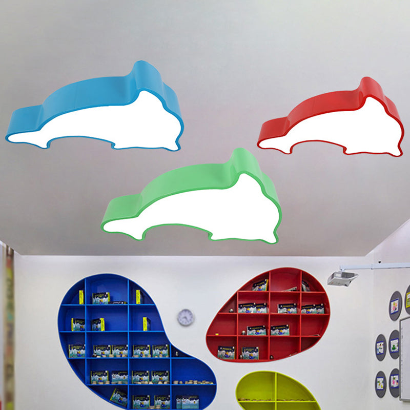 Minimalist Acrylic Kindergarten LED Flush Ceiling Light Fixture - Dolphin Flush Light