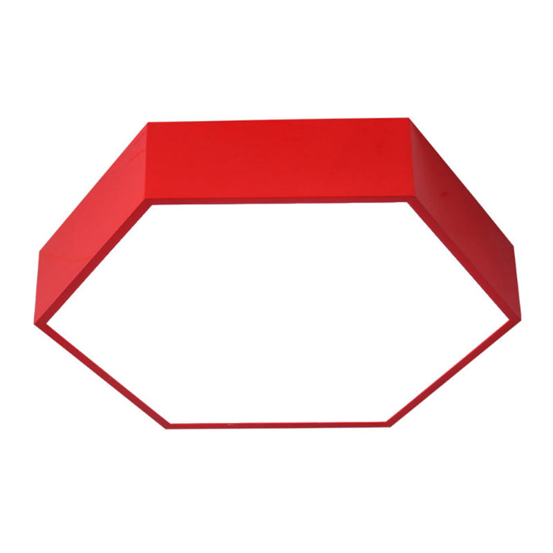 Simplicity Hexagonal Flush Mount LED Ceiling Light - Metallic Finish for Kindergarten Lighting