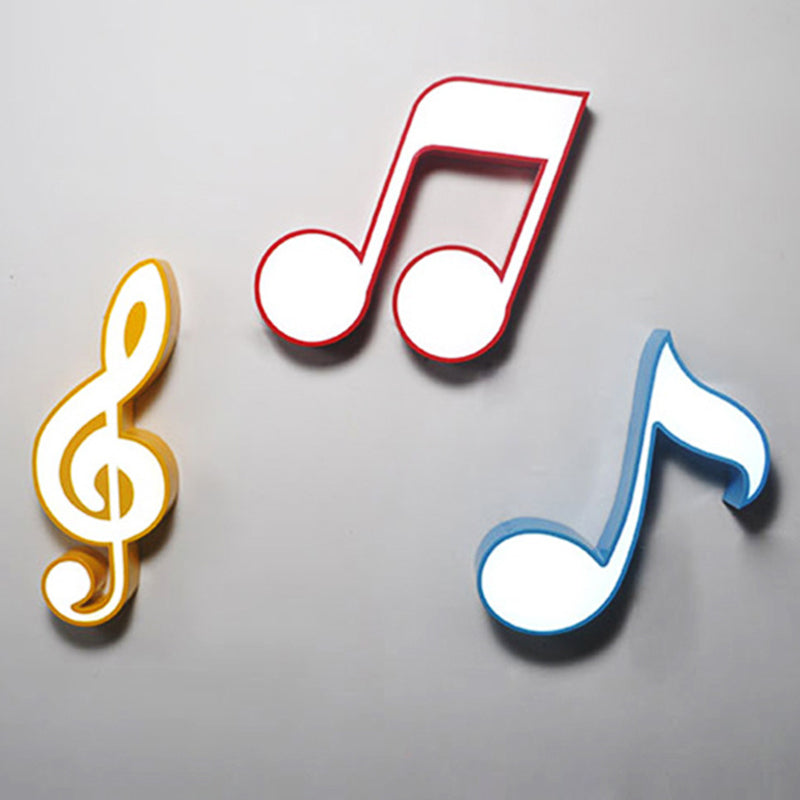 Minimalistic Metallic LED Flush Ceiling Light for Child's Room With Musical Note Design