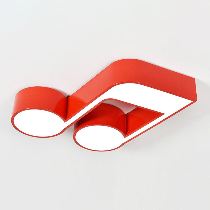 Minimalistic Metallic LED Flush Ceiling Light for Child's Room With Musical Note Design