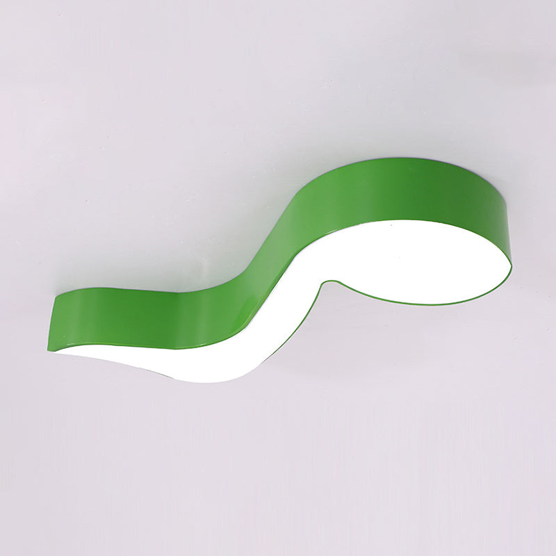 Minimalistic Metallic LED Flush Ceiling Light for Child's Room With Musical Note Design