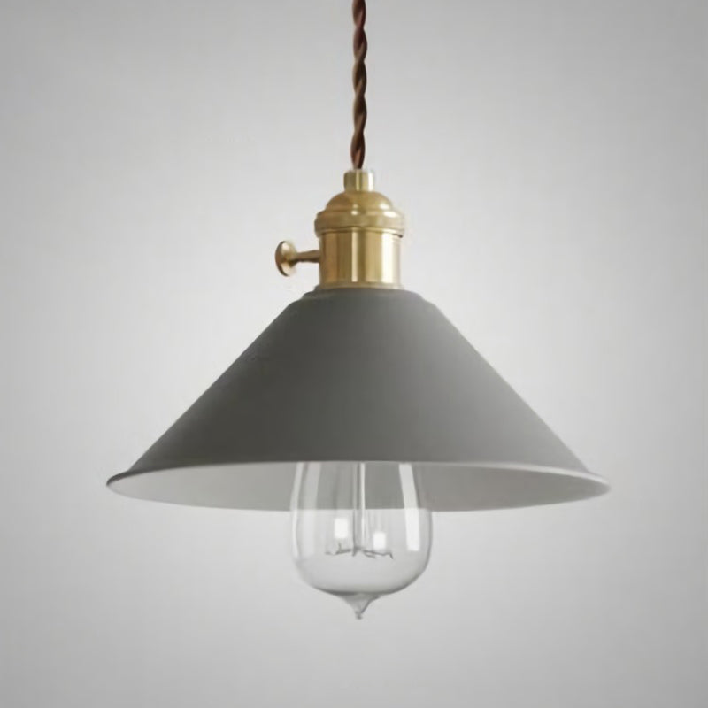 Lampe suspendue métallique vintage avec abat-jour conique - Idéal pour les restaurants - Éclairage suspendu à une seule ampoule