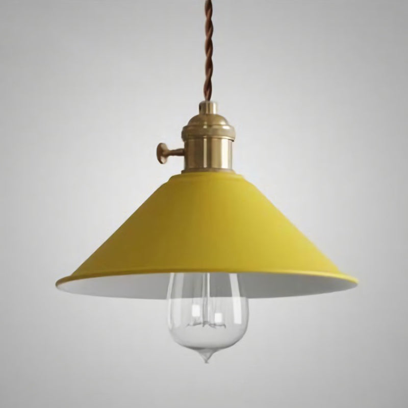 Lampe suspendue métallique vintage avec abat-jour conique - Idéal pour les restaurants - Éclairage suspendu à une seule ampoule
