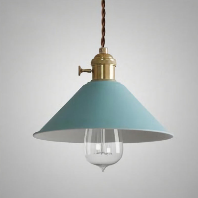 Lampe suspendue métallique vintage avec abat-jour conique - Idéal pour les restaurants - Éclairage suspendu à une seule ampoule
