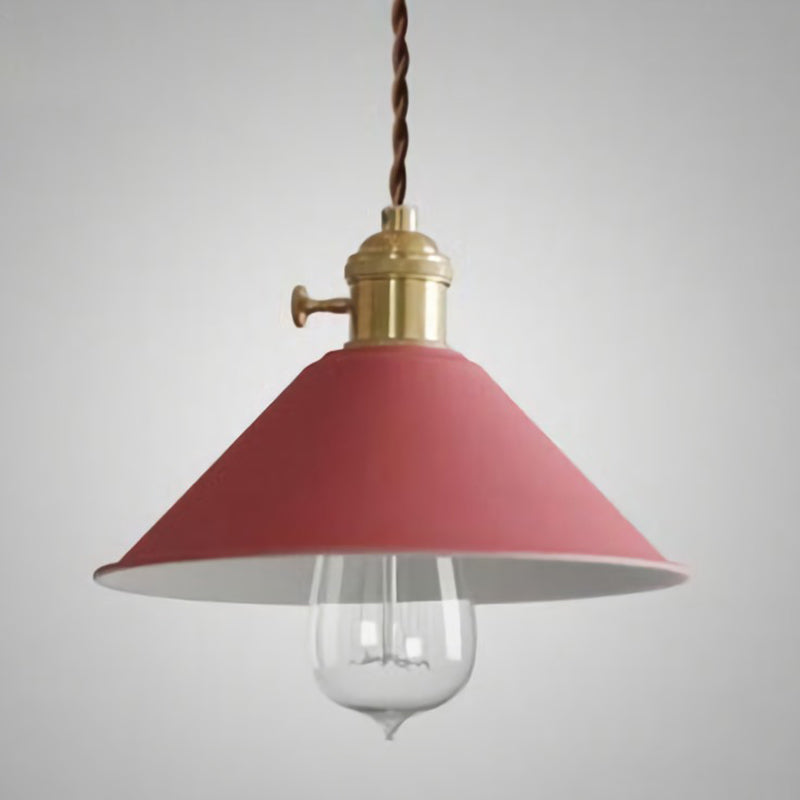 Lampe suspendue métallique vintage avec abat-jour conique - Idéal pour les restaurants - Éclairage suspendu à une seule ampoule