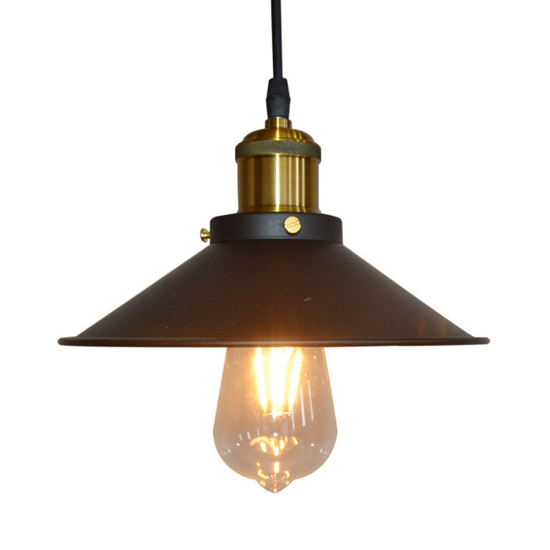 Modern Black Flared Shade Hanging Light with Metallic Finish - Restaurant Pendant Light Fixture (1 Bulb)