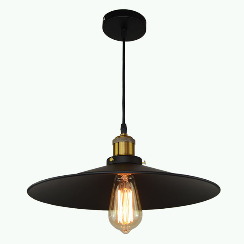 Modern Black Flared Shade Hanging Light with Metallic Finish - Restaurant Pendant Light Fixture (1 Bulb)