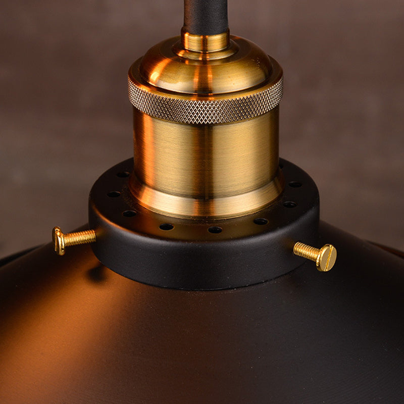 Modern Black Flared Shade Hanging Light with Metallic Finish - Restaurant Pendant Light Fixture (1 Bulb)