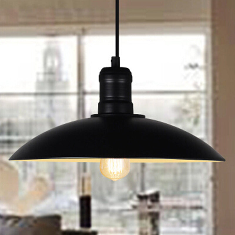 Retro Metallic Pot Cover Pendant Light for Restaurants - 1 Head Ceiling Suspension