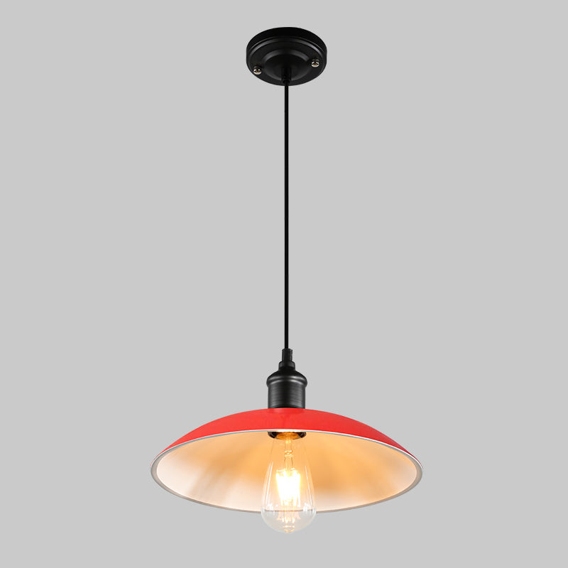 Metallic Retro-Style Pendant Light For Restaurants - Single Head Pot Cover Suspension Ceiling