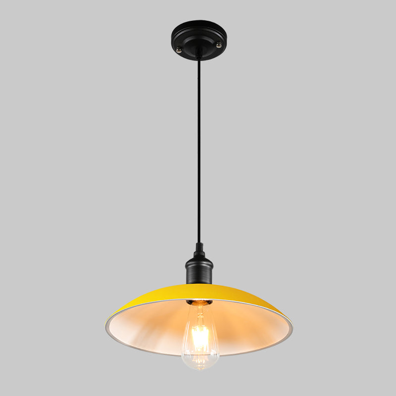 Metallic Retro-Style Pendant Light For Restaurants - Single Head Pot Cover Suspension Ceiling