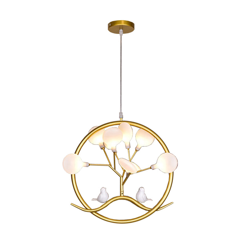 Suspension LED Artistic Tree en or métallisé avec abat-jour Firefly - Lustre de salle à manger