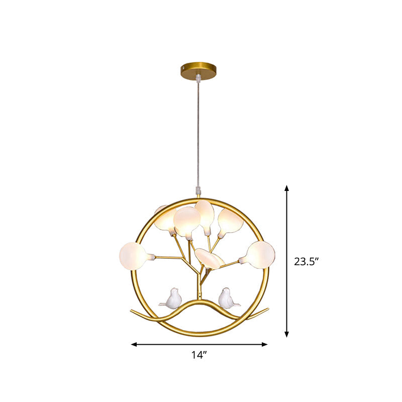 Suspension LED Artistic Tree en or métallisé avec abat-jour Firefly - Lustre de salle à manger