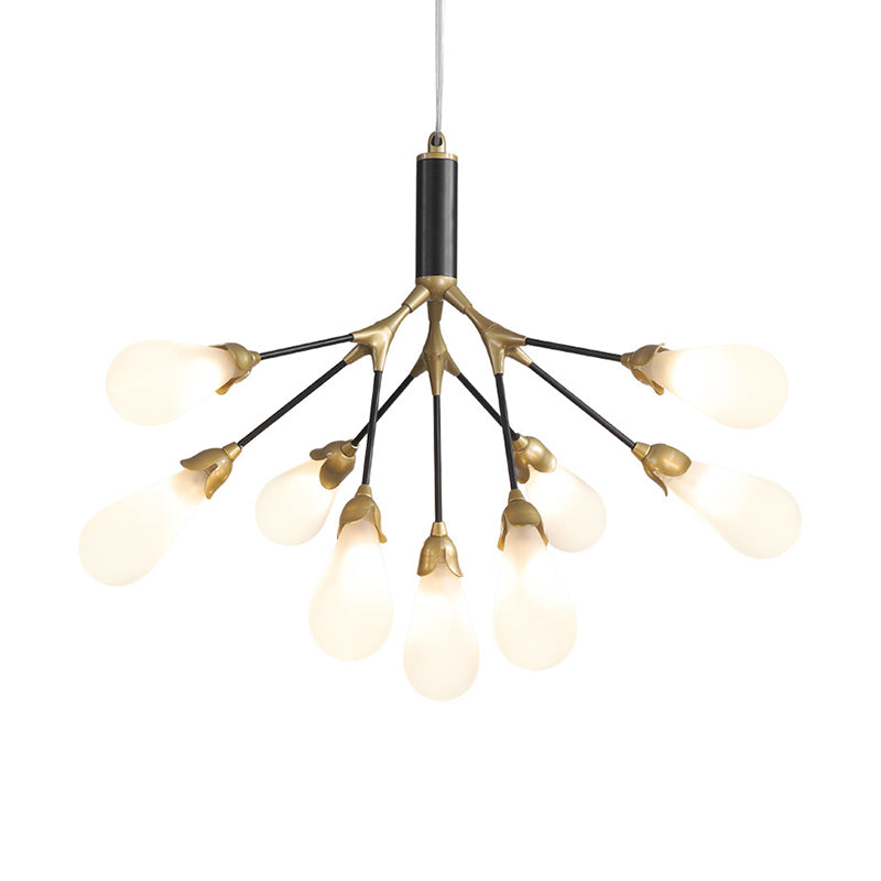 Modern Metal Branch Chandelier Pendant Light with Bulb-Shaped Glass - Minimalist LED Lighting