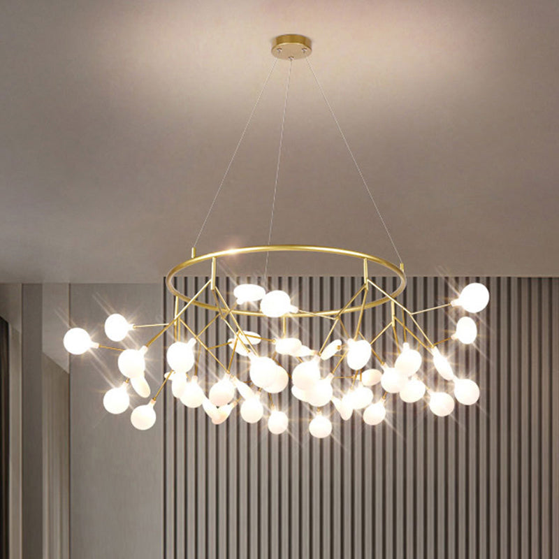 Plafonnier LED Firefly Sputnik doré : lustre moderne pour salle à manger, luminaire en acrylique